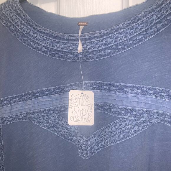 FREE PEOPLE Boy Meets Girl Long Sleeve Top. Pacific Coast Blue. Large. - Picture 10 of 12